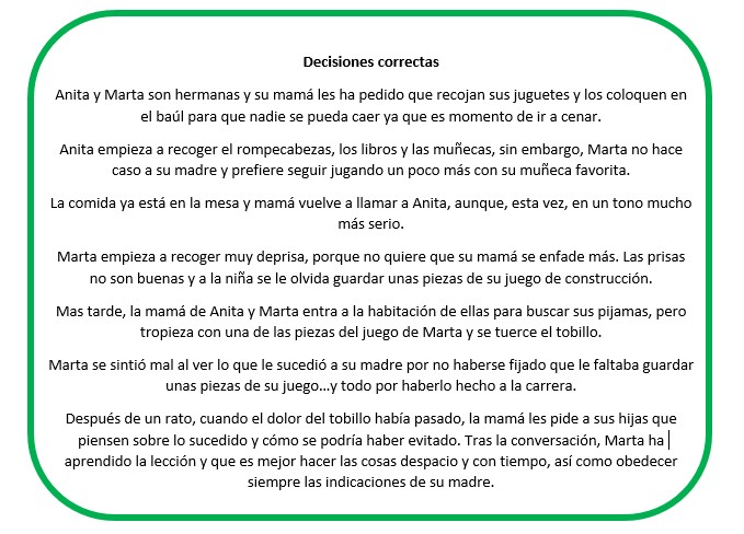 Tercer año, unidad 2, actividad 2, decisiones correctas